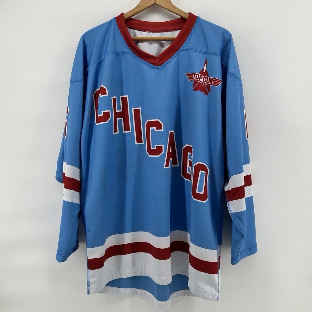 Chicago Hockey Jersey Mens M Champro Top Gun‎ #6 Blue Red Streetwear Fan Gear